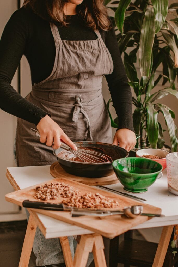 Home Baker Preparing Chocolate Brownie Batter